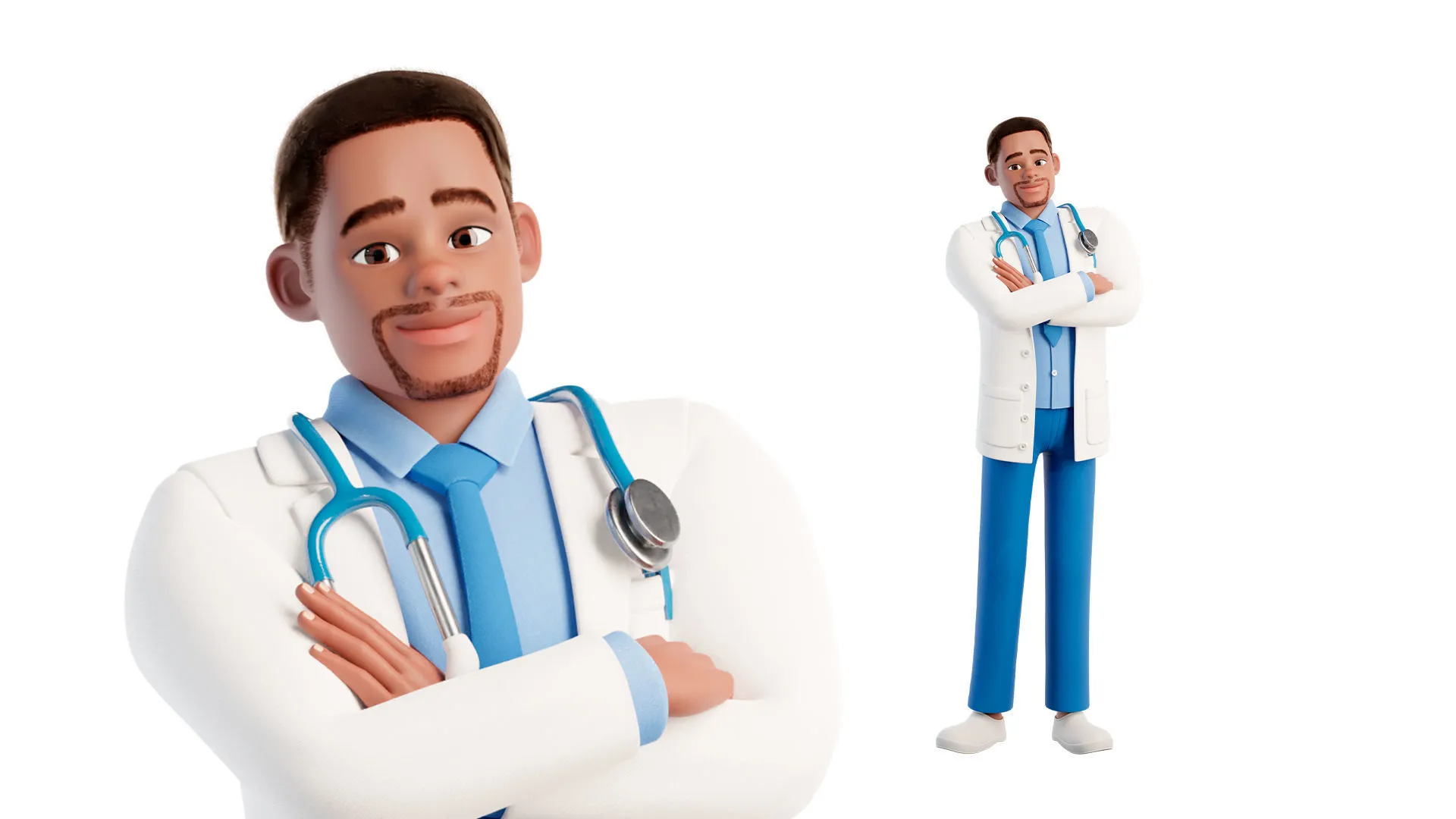 Cartoon Black Doctor Man high quality details showcase
